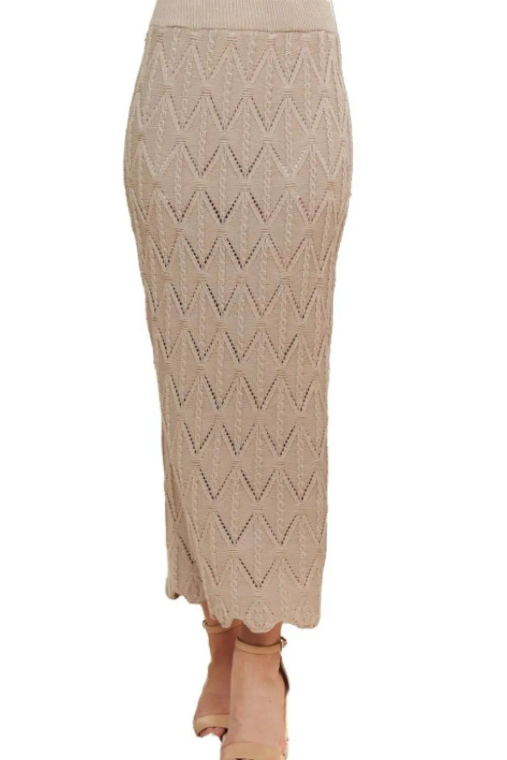 ADORA Skirt Knit Midi Pencil Beige Scallop Trim Detail Cable-Knit BEIGE 7e313dc5-a261-49af-b42c-a347ce4a55cd-Max-Origin Trendsi