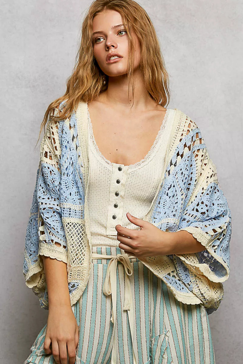 POL Crochet Cardigan Sky Multi Open Front with Scalloped Edge 7e3676ad-db6f-478d-be81-7355c2ce9b83-Max-Origin Trendsi