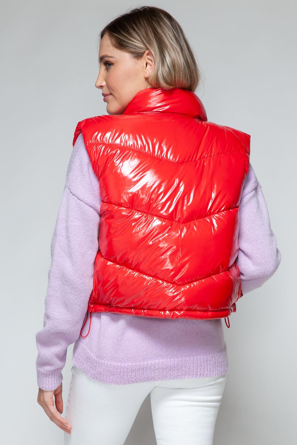Shiny Quilted Red Vest Snobbish Zip Up Turtleneck Sleeveless 7e3e12e0-db0c-48fa-9607-1cbd0d63690a-Max Trendsi