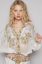 POL Jacket Washed Lace Crochet Hooded Cable-Knit With Patchwork OFF WHITE OLIVE MULTI 7e450ffcc5ad4384a39e734a8af918f9-Max-Origin Trendsi