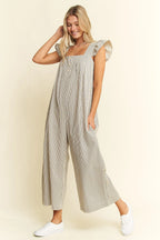 Jade By Jane Jumpsuit Women Stripe Sleeveless Ruffle Wide Leg Pocketed OATMEAL BLACK 7e6610a46c424849905aea2f309a7b17-Max-Origin Trendsi