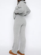 Outfit Set Ribbed Quarter Zip Long Sleeve Top and Pants Set 7e77ca40-f692-4daf-abd8-ba02522a68cd-Max Trendsi
