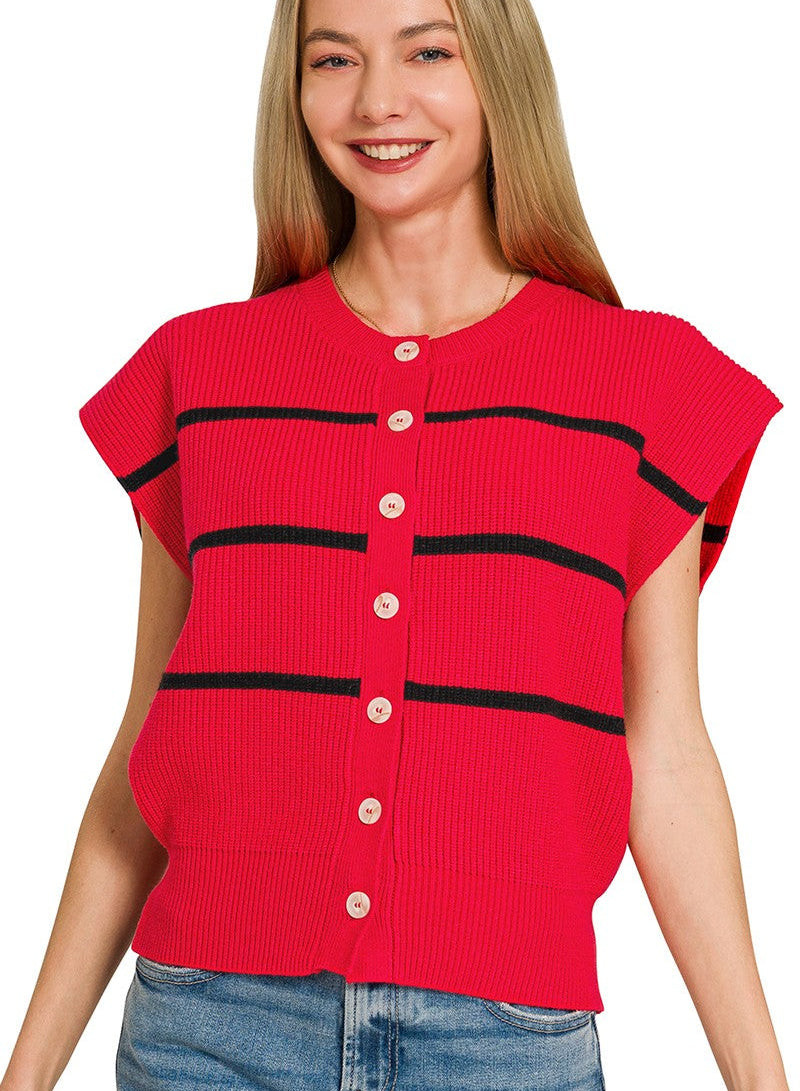 Zenana Striped Viscose Sweater Vest