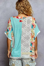 POL Womens Blouse Aqua Lace Round Neck Short Sleeve Floral Top 7eab61ba-0f87-44ce-8e32-cf2f200dfbf0-Max-Origin Trendsi