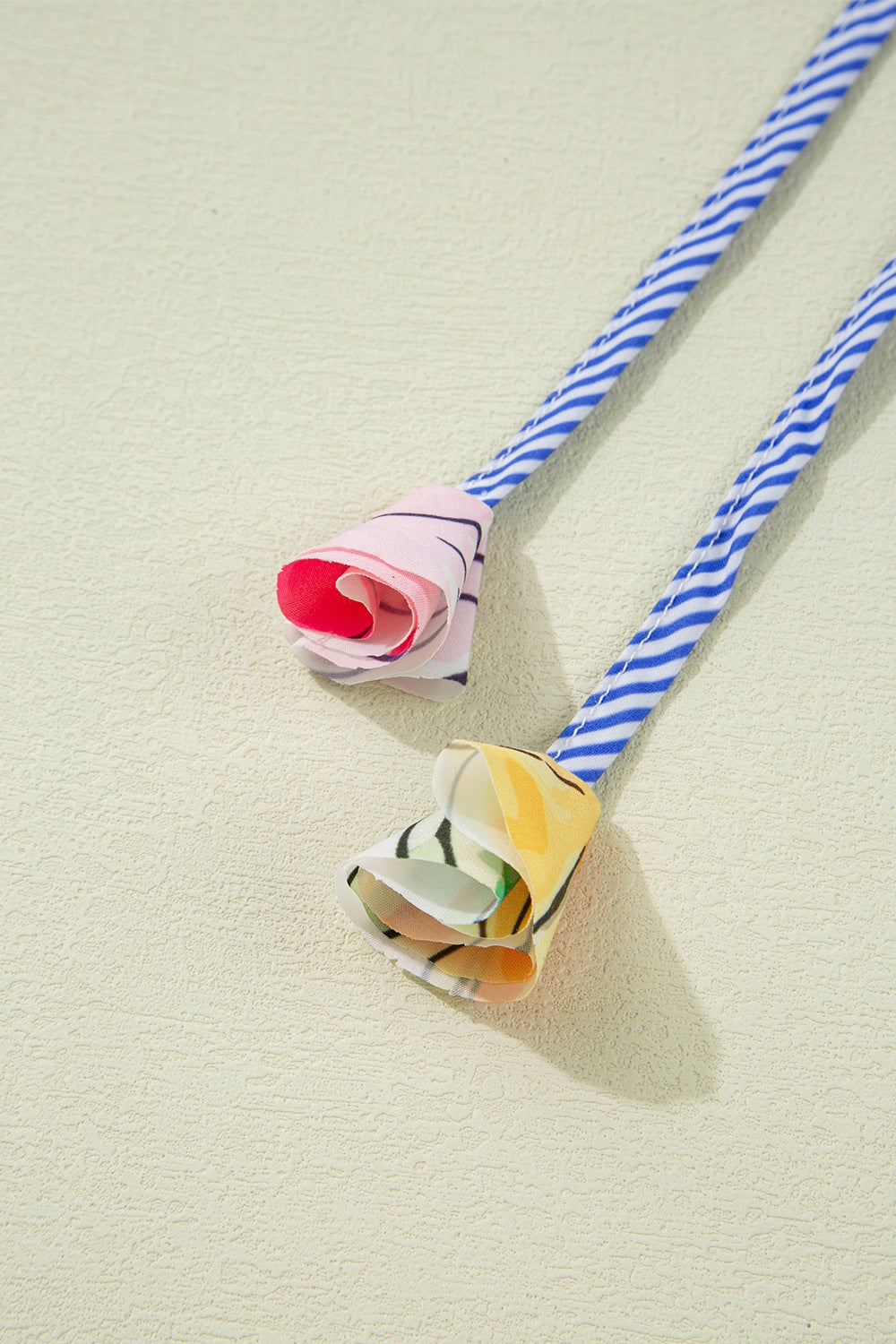 Floral Blouse Striped Yoke Frilled Tie Neck Short Puff Sleeve Top 7ec84e29-99b8-4f45-969f-15dc8a54fa1c-Max Trendsi