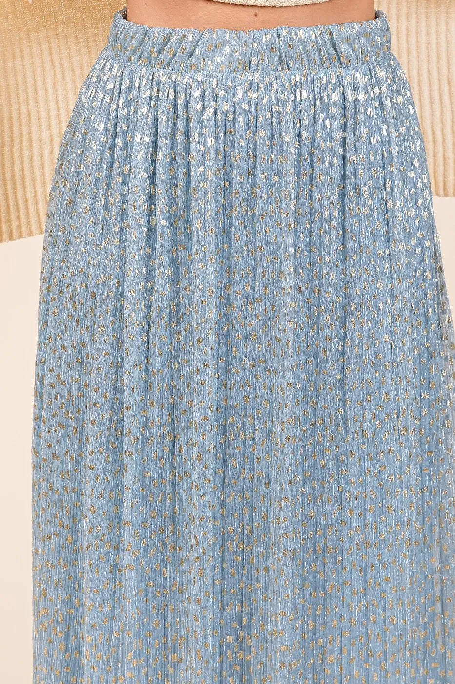 Mittoshop Midi Skirt Pleated Blue Metallic Glitter Speckle Print Elastic Waist 7ee1a7e6075649d69af691d2ea7f168a-Max-Origin Trendsi