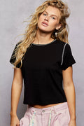 POL Contrast Stitching Round Neck Short Sleeve T-Shirt BLACK 7ef42079-7563-4529-81d3-d9152d6b3830-Max-Origin Trendsi