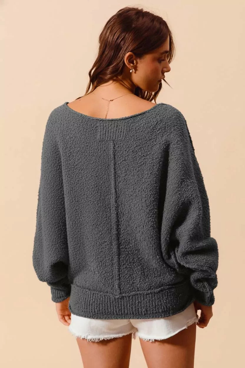SO ME Womens Sweater Loose Fit Exposed Seam Slouchy Boucle Oversized 7f0126e8-6276-4b68-98d9-90dd44ecd758-Max-Origin Trendsi