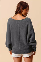 SO ME Womens Sweater Loose Fit Exposed Seam Slouchy Boucle Oversized 7f0126e8-6276-4b68-98d9-90dd44ecd758-Max-Origin Trendsi
