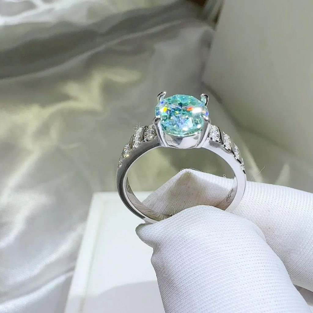 Silver Ring 2 Carat Moissanite Turquoise Stone 925 Sterling Platinum-plated 7f251bcd-4ef3-4439-bc1d-9b6247c27d86-Max-Origin Trendsi