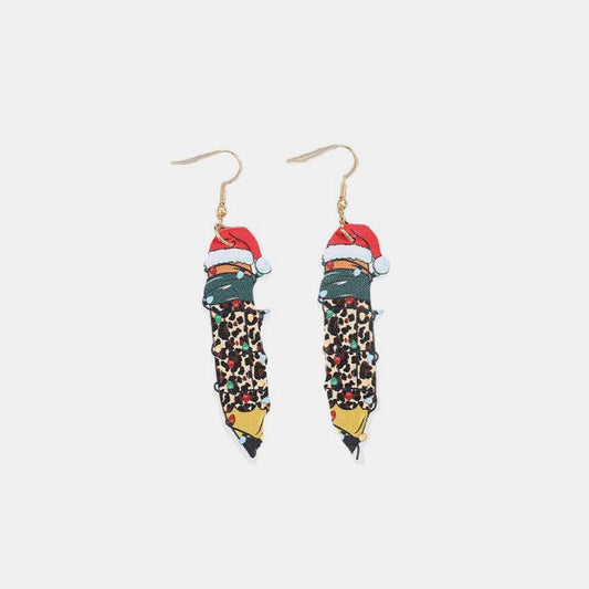 Pencil Earrings PU Leather Alloy Drop Jewelry