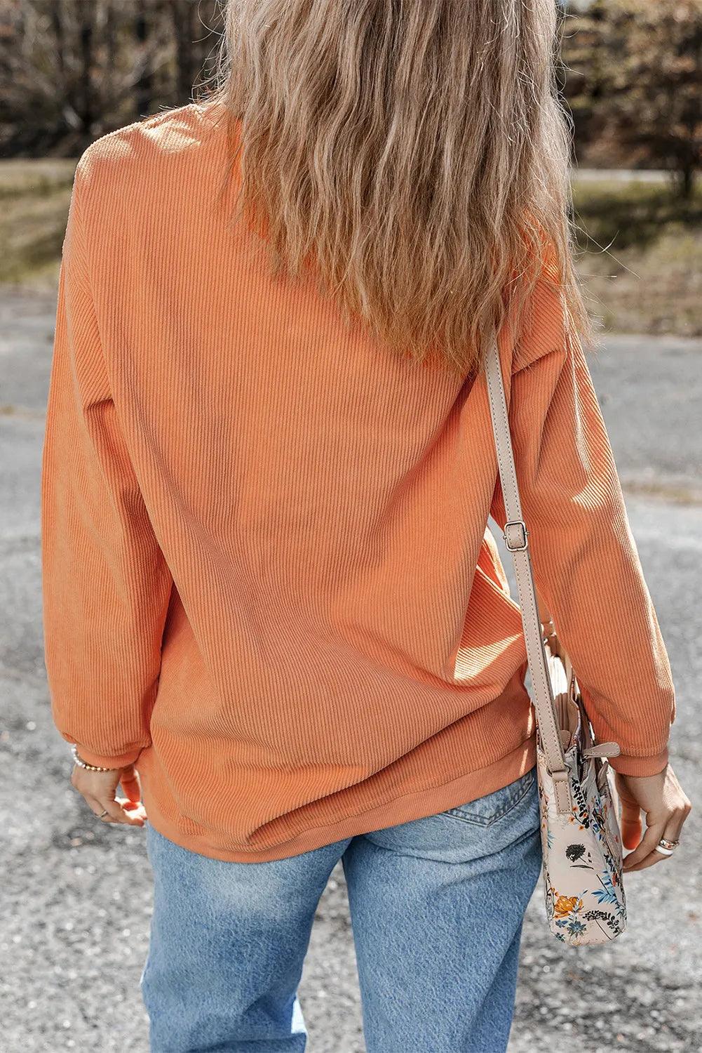 Sweatshirt Round Neck Long Sleeve Thankful Pumpkin Print Top 7f612006-69fb-494c-898e-45afebd0fd5d-Max Trendsi