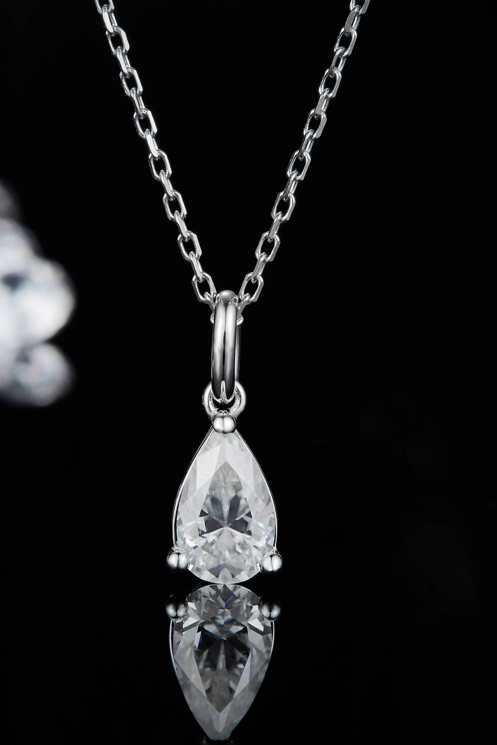 Murray Silver Necklace 1 Carat Moissanite Stone Teardrop 925 Sterling Platinum-plated