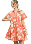 Umgee Floral Tiered Collared Babydoll Mini Dress