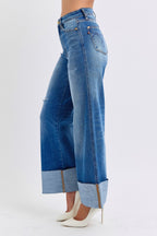 Judy Blue USA Women Jeans Distressed High Waist Wide Leg Denim Pants 7f887cad-c3ae-4b14-9cd2-97ee3b74cb14-Max Trendsi
