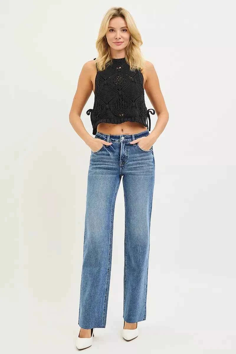 RISEN Straight Jeans Tummy Control 4 Way Stretch Mid Rise Women Denim Pants 7fa276efc076473da349084672f7cedb-Max-Origin Trendsi