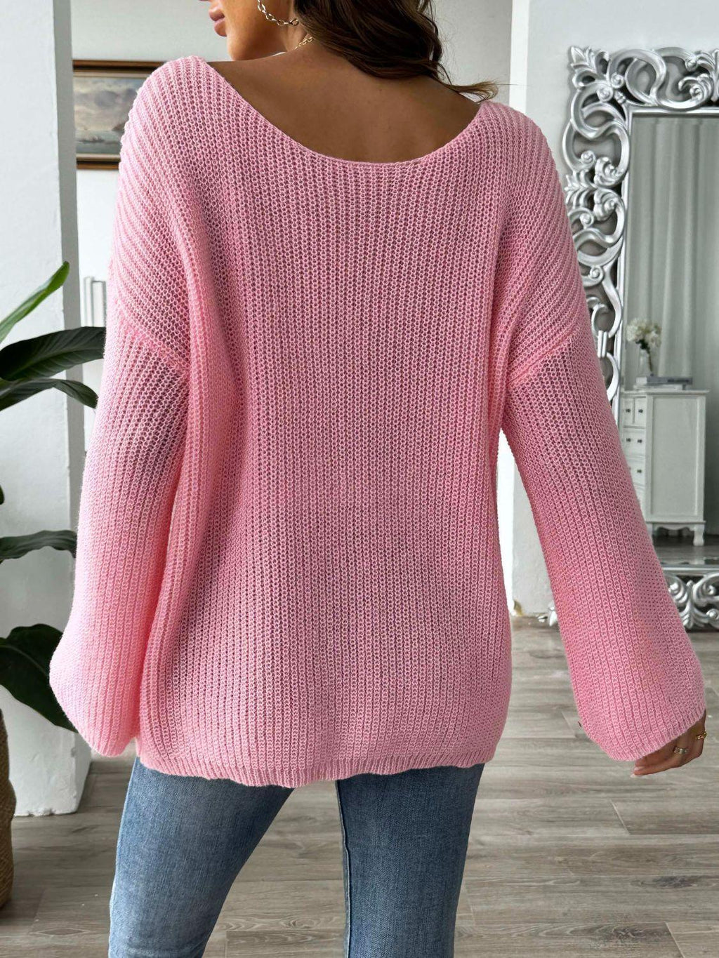 Sweater Flower Knit Applique Round Neck Long Sleeve Knitwear 7fb7f371-c430-4e12-a602-c5afdcabd87a-Max Trendsi