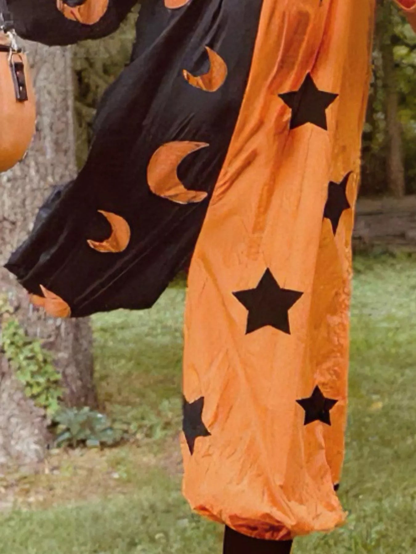 Halloween Jumpsuit Two-Tone Star & Moon Print Orange Zipper Overall 7fbdb958-0054-4371-9634-327d215c9e2d-Max-Origin Trendsi