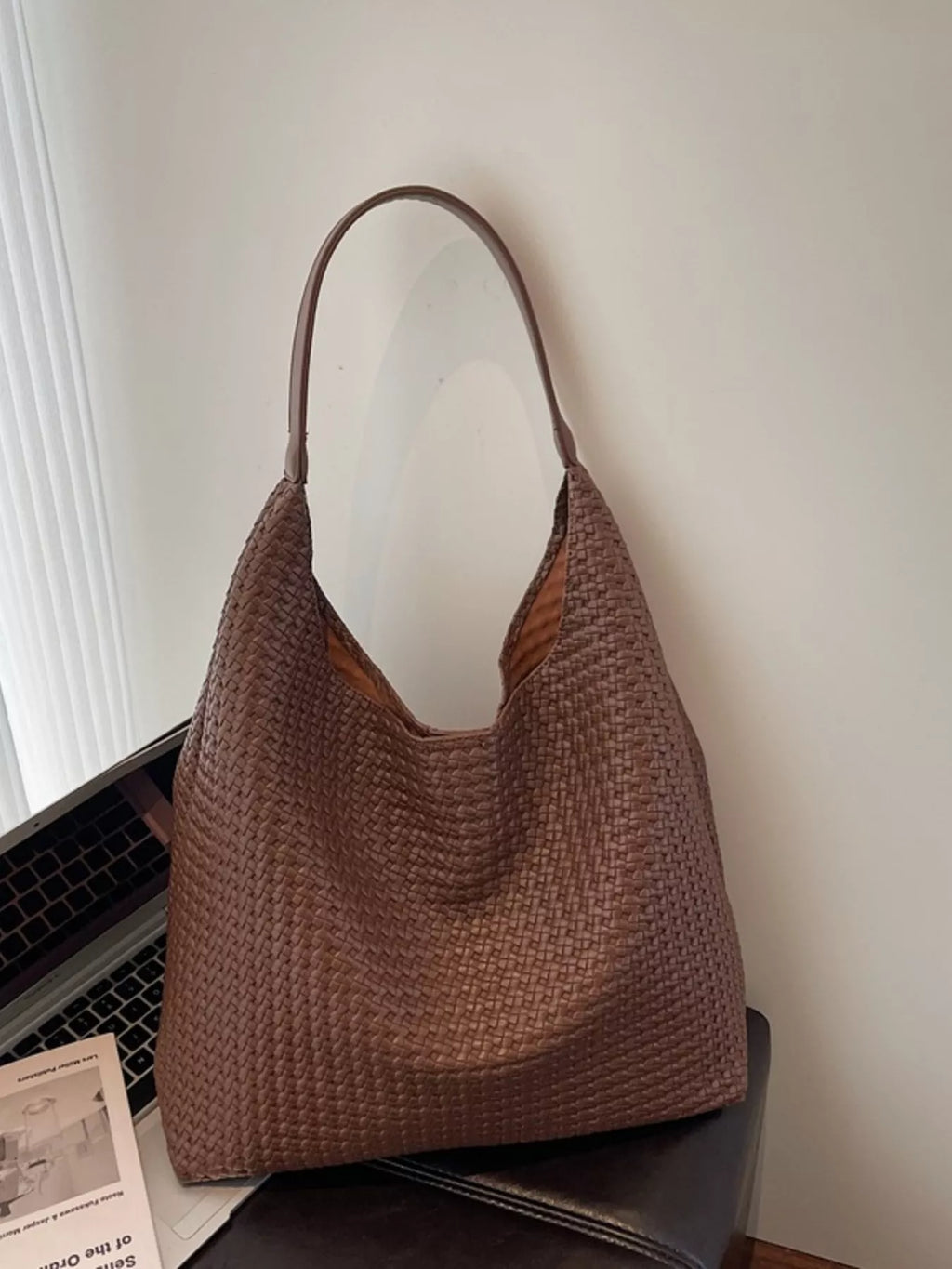 Womens Shoulder Bag Woven Straw Texture Pu Leather Large Handbag 7ff716be26be475681e403f0dde07982-Max-Origin Trendsi