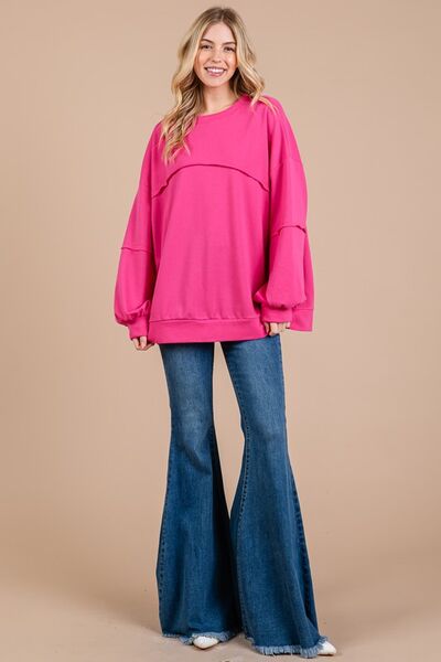 Ces Femme Sweatshirt Fuchisa Exposed Seam Long Sleeve Top 802ac5c3-c50f-4cf2-858c-4bee3cee7794-Min Trendsi