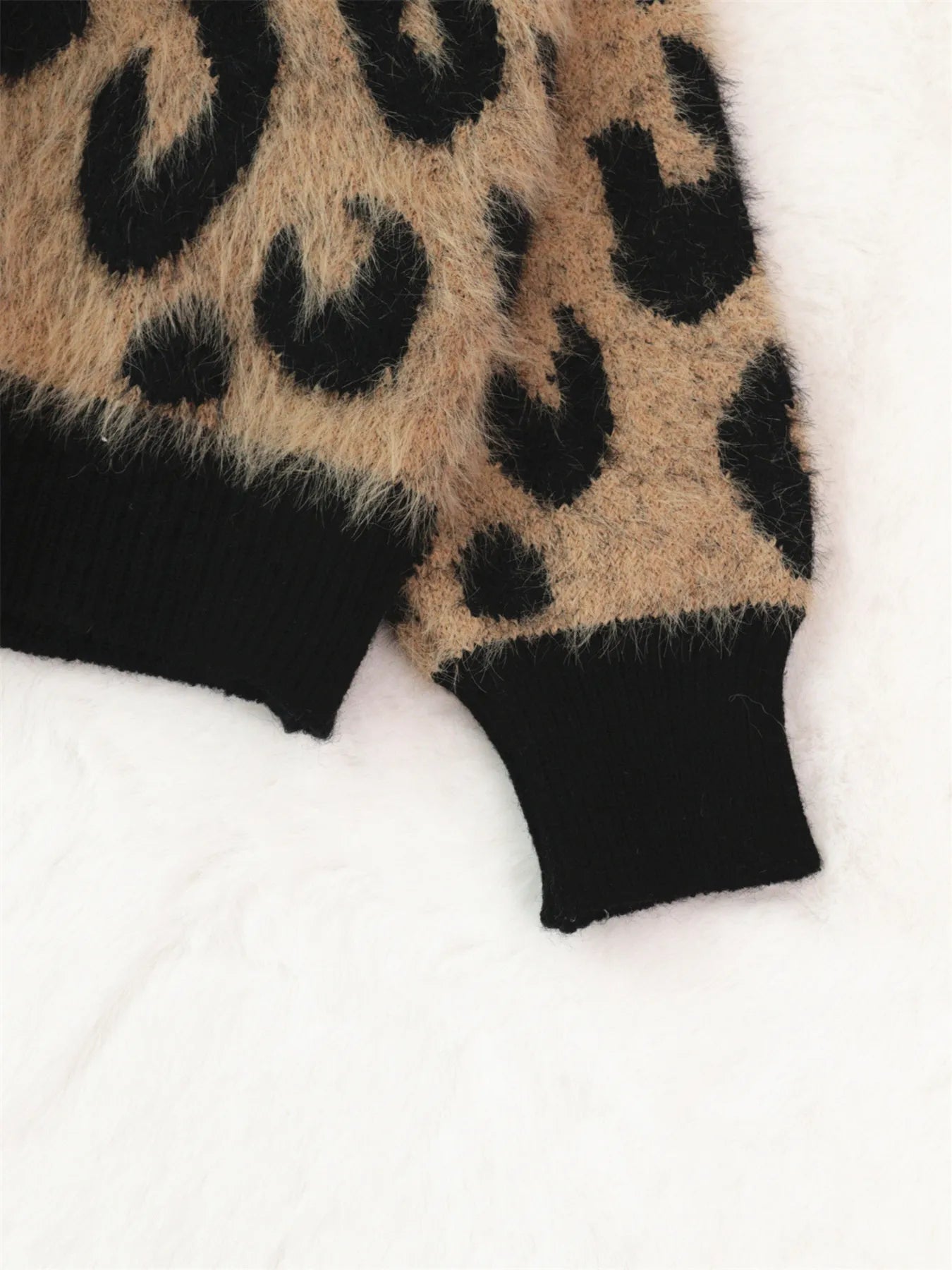 Women's Cardigan Leopard Fuzzy Button Up Long Sleeve 80753ffebdf84b92a78d8818a40768d5-Max-Origin Trendsi