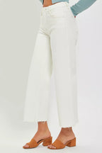 RISEN Womens Crop Wide Jeans Cream White Tummy Control High Rise 808728e0-7774-4ab3-8640-fb7c1d50f843-Max-Origin Trendsi