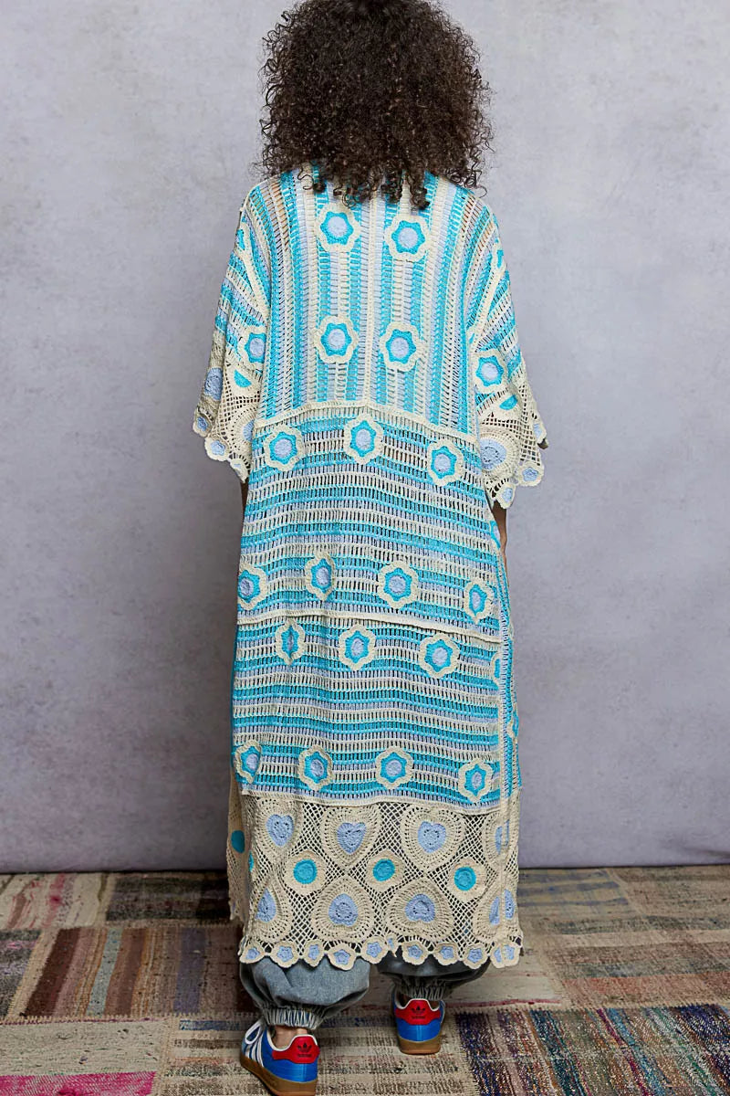 POL Crochet Longline Cardigan Sky Multi Striped and Floral Pattern 80b91425-80cf-4cae-8a4a-60b540df6172-Max-Origin Trendsi