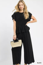 Umgee Womens Blouse Blac Linen Blend Smocked Peplum Short Sleev Top 80bb18a5-e31f-4e1a-823f-f45bcdaa7ec8-Max-Origin Trendsi