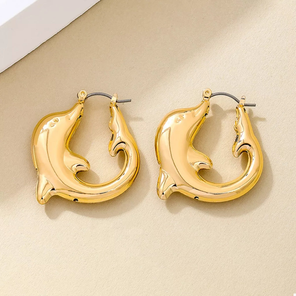 Hoop Earrings 18K Gold-Plated Dolphin Gold Silver Jewelry 80cadcba-b4e5-4c88-8296-d3b35e139926-Max-Origin Trendsi