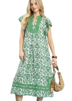 Umgee Abstract Two Tone Print Midi Dress
