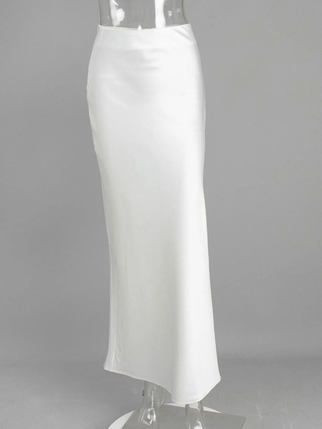 Satin Maxi Skirt High-Waisted Back Zip Black White Solid Basic Style 810ad732-fc52-4576-9c8d-e2e6bb1d1c3a-Max-Origin Trendsi
