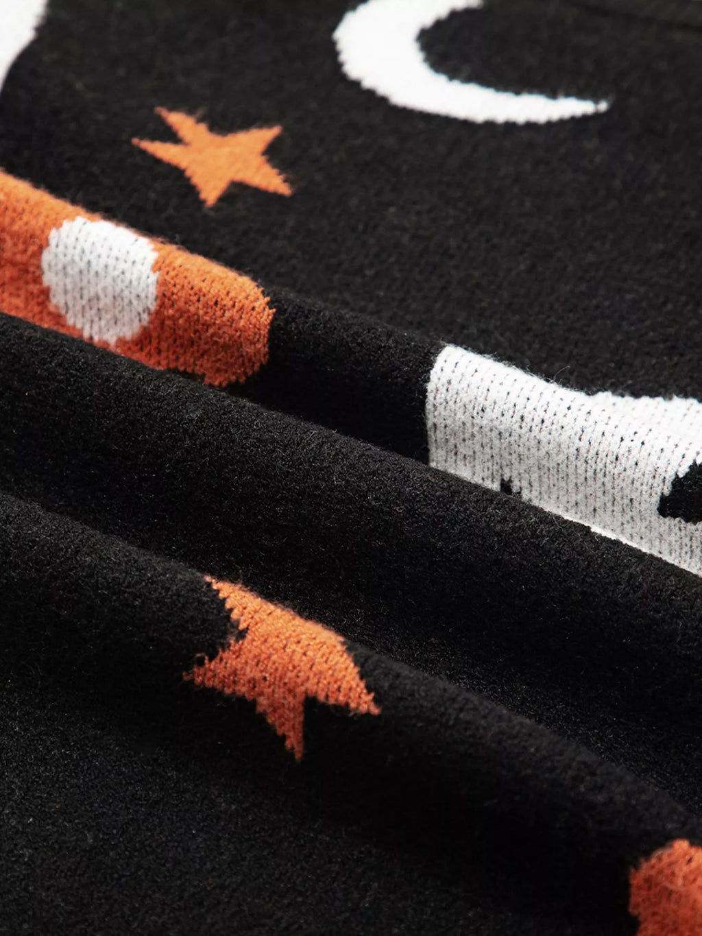 Halloween Women's Sweater Black Gothic Pattern Long Sleeve Knit Pullover 810cdc9f548f48f08f06c9fb0e1dc83f-Max-Origin Trendsi