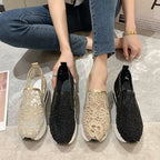 Breathable Lace Platform Slip-On Flats