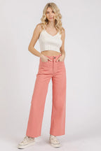 Mittoshop Wide Leg Pants Coral Pink Twill Patch Pocket High Rise 81136984ed7547f68716319a12387a6b-Max-Origin Trendsi
