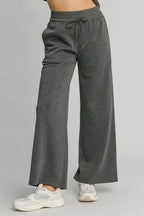 Umgee Charcoal Women Wide Leg Women Pants Drawstring Waist with Pockets Charcoal 812df716-cdad-4f04-833f-80a735794132-Max Trendsi