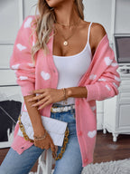 Women Cardigan Heart V-Neck Button Up Long Sleeve Soft Acrylic Knitwear 813cd8a9-ab5b-494c-af7d-ffb005602c1b-Max Trendsi