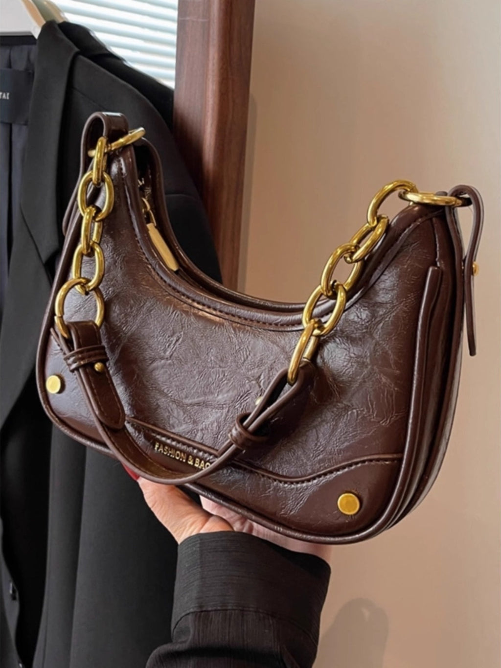 Mini Shoulder Bag with Chain Accent