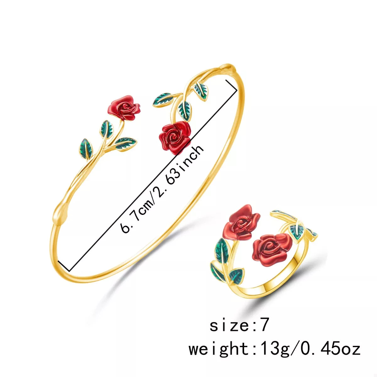 Womens Jewelry Set Ring and Bracelet Rose Bypass 18K Rose Gold-Plated 8161e0f0-90fd-4c2b-85f7-3990623c2d31-Max-Origin Trendsi