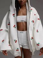 Womens Hoodie Cherry Print Oversized Zip-Up Pocketed 81658588-1b60-4cdb-9f0e-486e55cba6fd-Max-Origin Trendsi