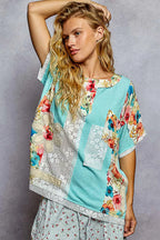 POL Womens Blouse Aqua Lace Round Neck Short Sleeve Floral Top 817a9e08-a3d5-4221-8974-3bd2baa38f1d-Max-Origin Trendsi
