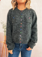 Women's Cardigan Colorful Button-Up Ribbed Hem with Chest Pocket 81b04236c88c418c8c8e0c7a9a579f6d-Max-Origin Trendsi