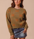 SO ME Women's Sweater Pumpkin Rhombus Halloween Thanksgiving Pullover OLIVE RUST 81b0ed86-4b1d-41c7-b351-de8e42af9a50-Max-Origin Trendsi