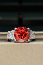Silver Ring 5 Carat Moissanite Scarlet Stone Round 925 Sterling Platinum-plated Scarlet 81b6a392-f927-4b05-a5b7-e8dd11459ae3-Max Trendsi