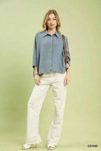 Umgee Women Shirt Oversized Striped Denim Blue Long Sleeve Top 81bcbde5-68a3-4c60-b73c-6993ace4a3cf-Max-Origin Trendsi