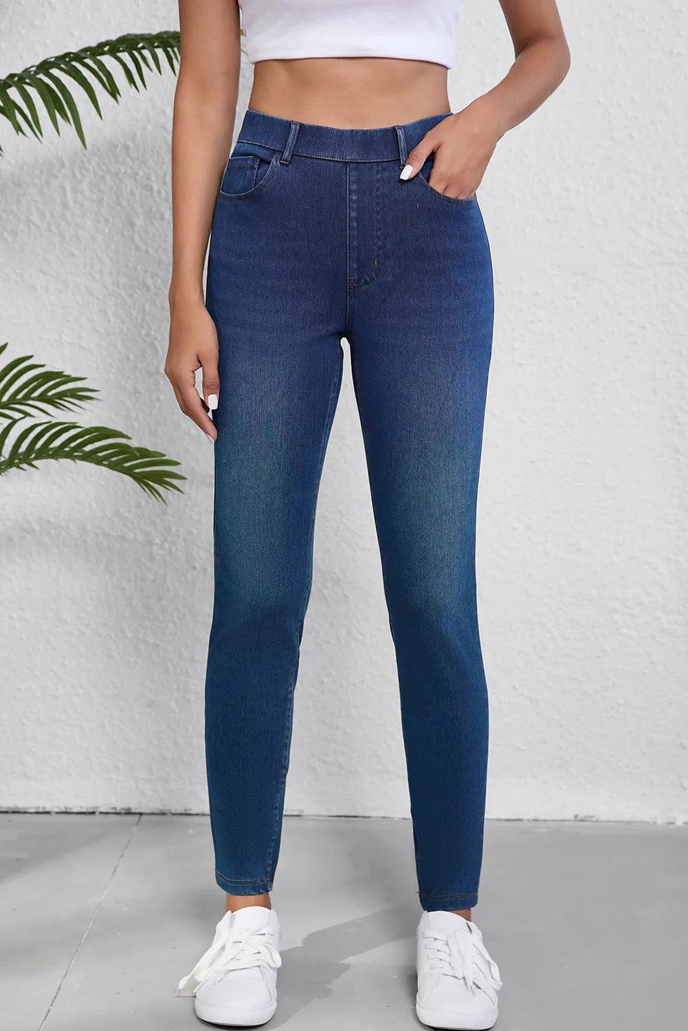 Skinny Jeans High Waist with Pockets Slim Denim Stretch Pants Medium 81bf1ffc-150b-499d-bf53-2f629a85cb7c-Max Trendsi