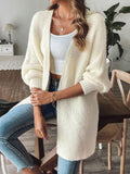 Open Front Cardigan Long Sleeve Casual Soft Solid Knitwear Cream 81f45801-b970-4b0b-93d5-35ba26e34d8b-Max Trendsi