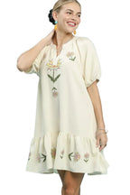 Umgee Embroidered Floral Babydoll Dress