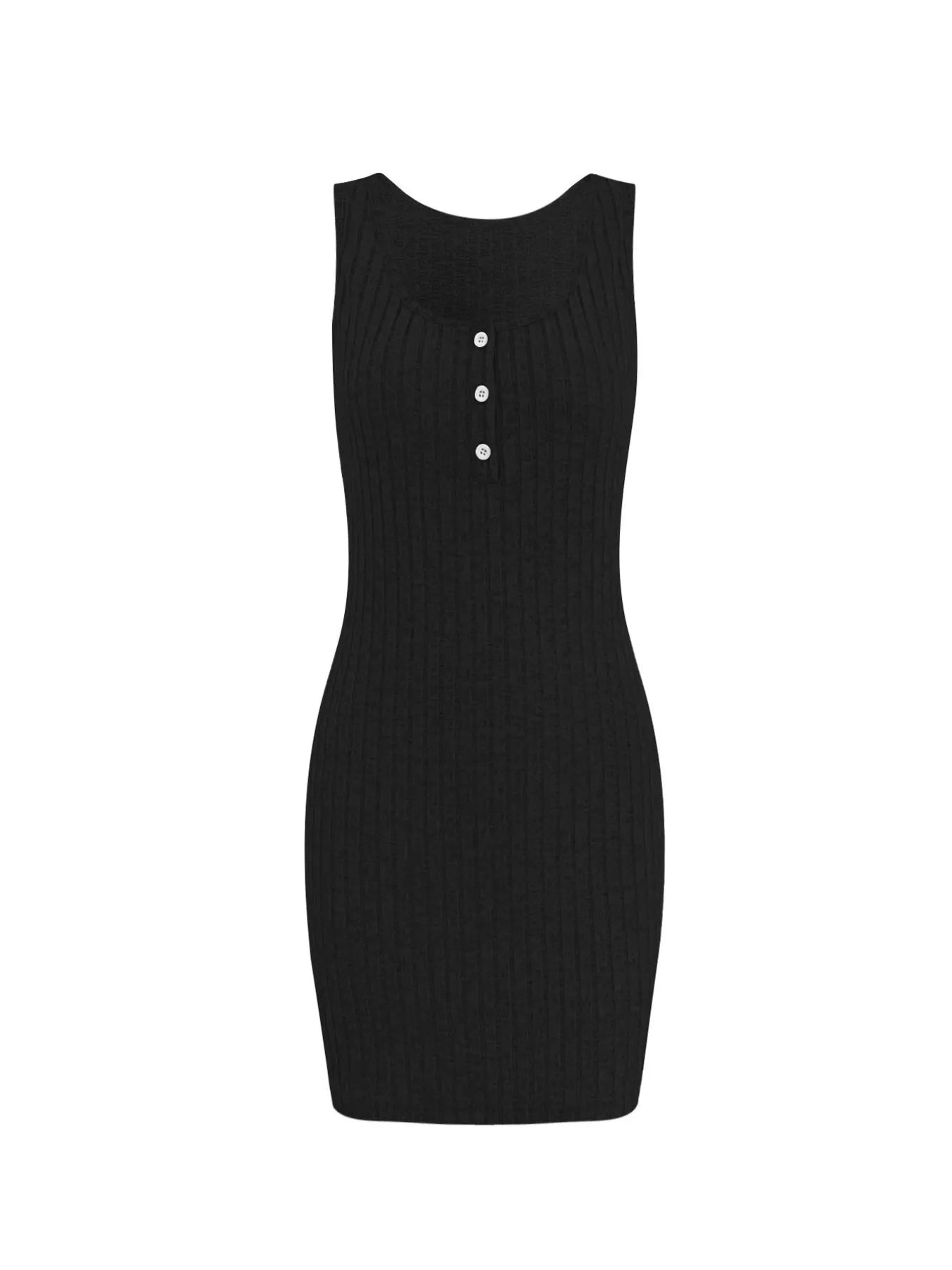 Women's Sweater Set Ribbed Knit Tank Dress Button Front and Cardigan 8229a18194144a2f9b2525ecebf5adfa-Max-Origin Trendsi