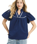 Umgee Textured Puff Sleeve Blouse