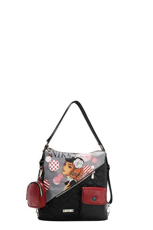 Nicole Lee USA Shoulder Bag Large Convertible Adjustable Strap Backpack Bag 824441cb-3da0-4280-a252-a581fad11478-Max Trendsi